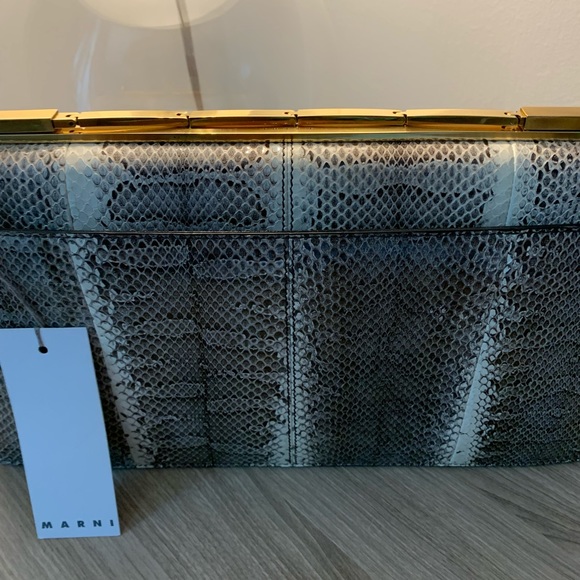 Marni Cache Oversized Snakeskin Clutch Bag - Picture 14 of 15